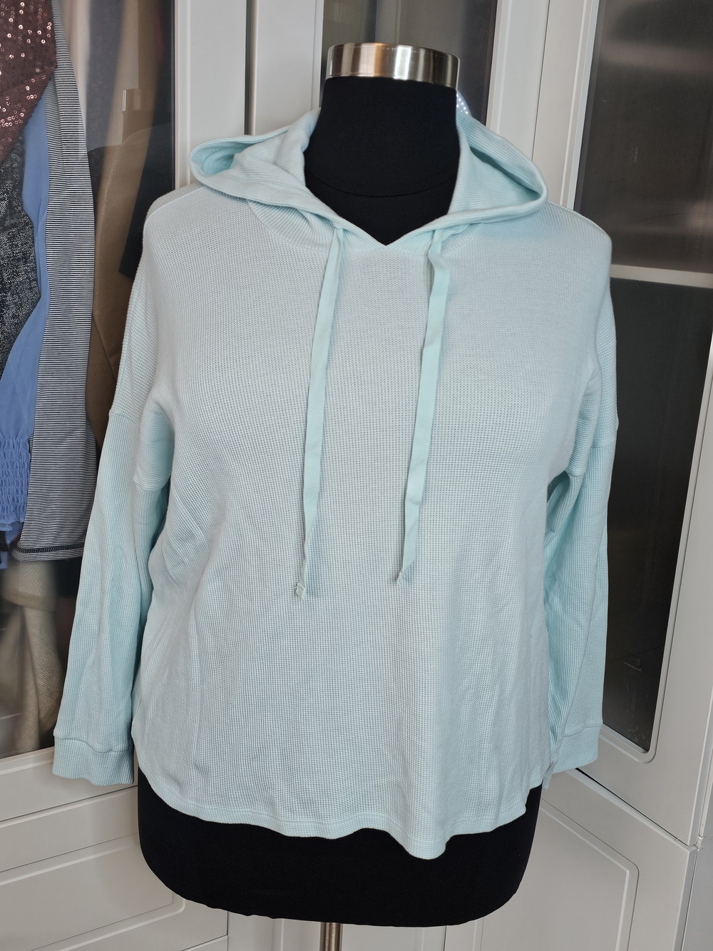 EILEEN Fisher Light Blue Women's Hooded Pullover Top